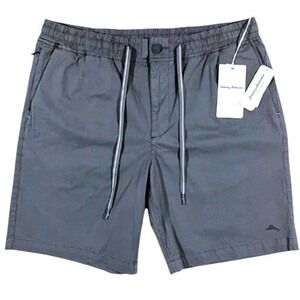 Tommy Bahama Mens 2XLB Oceanside Poplin Elastic Waist 10" Inseam Shorts Gray
